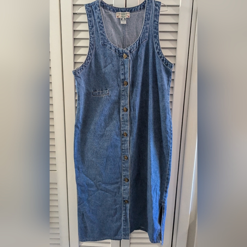 Vintage Orvis Denim Sleeveless Button-Down Dress